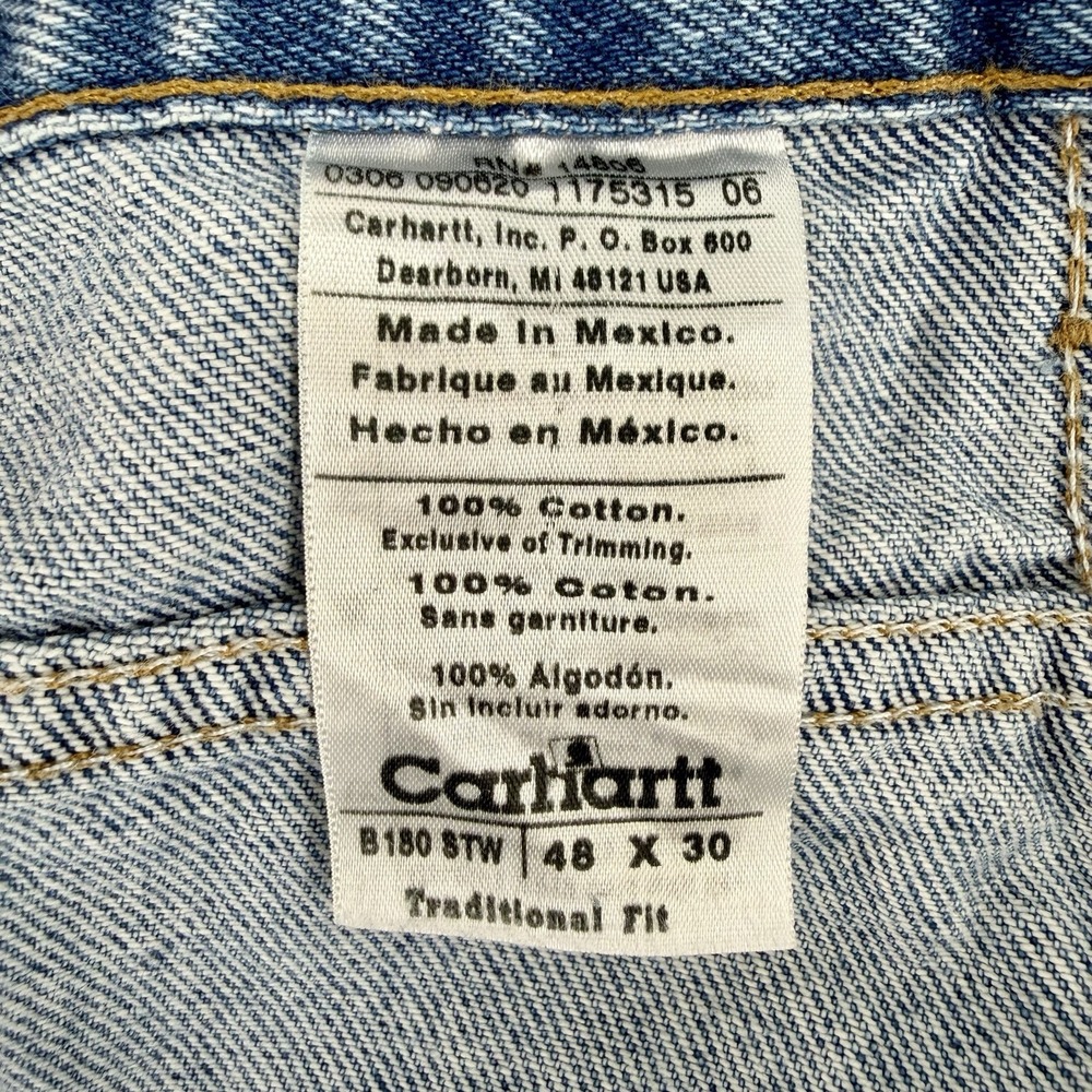 Carhartt Jeans Mens 48x30 Loose Fit Workwear Denim‎ Carpenter Light Wash - Picture 3 of 10